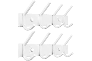 JOLY FANG Wieszak na ubrania, biały, ze stali nierdzewnej, listwa z haczykami do garderoby, łazienki, kuchni (biały, 4 haczyki – 2 sztuki)