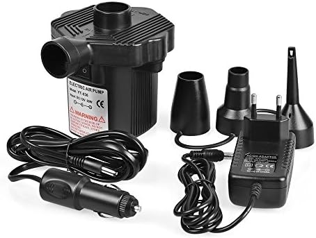 Car 12v Home / 240v Plug Electric Air Pump Inflator/Deflator For Airbeds Paddling Pools &amp;Toy Universal Valves Black
