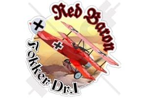 STICKERSWORLD FOKKER TRIPLANE RED BARON Richthofen ROTER BARON WWI As, Deutsch 117mm Auto & Motorrad Aufkleber, Vinyl Sticker