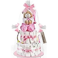 Timfanie® Windeltorte | Spieluhr (2-stöckig / zart-rosa) vario