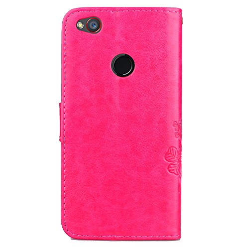 Nubia Z11 mini Hülle, ZTE Nubia Z11 mini Case,Cozy Hut Lucky Clover Muster Kunstleder Ledertasche Schutzhülle Case Tasche Cover Tasche for ZTE Nubia Z11 mini, Bunte Retro Muster Druck Buch-Stil Bookstyle Flip Magnetverschluss Brieftasche Geldbörse Wallet Kreditkarte ID Card Slots PU Leder Beschützer Haut Schutzfolie Schutzhüllen Case Tasche Hülle Etui Schale Ständer Hülle Case mit Weich TPU Innere Hülle Case für ZTE Nubia Z11 mini (5 Zoll) – Rose Red Clover - 3