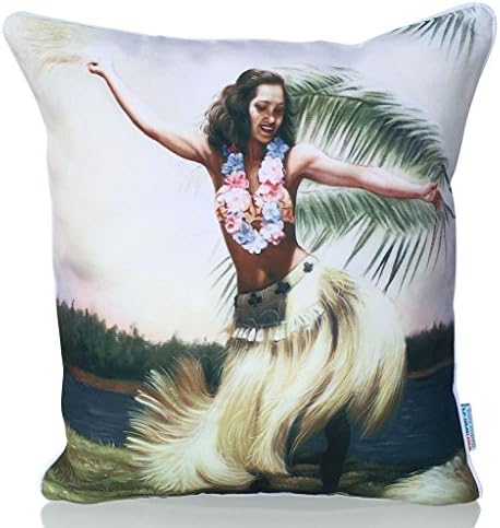 Sunburst Outdoor Living 60cm x 60cm HULA GIRL Vintage Beach Decorative Throw Pillow Cushion Cover for Couch, Bed, Sofa or Patio - Only Case, No Insert
