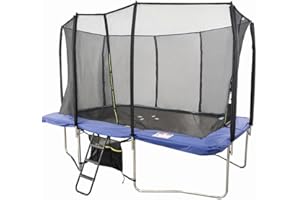 BodyTrain 7x10ft Rectangular Trampoline Blue with Safety Enclosure, Ladder & Shoe Tidy