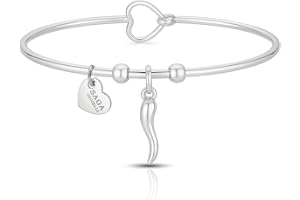 SAGA GIOIELLI Bracciale in Acciaio Inossidabile con Pendente Corno Portafortuna – Elegante, Resistente, Regolabile – Gioiello Uomo/Donna per Buon Auspicio