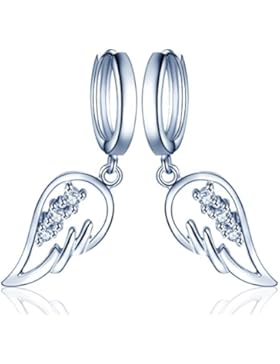 Yumilok Engelsflügel 925 Sterling Silber Zirkonia Ohrhänger Creolen Ohrringe Hypoallergen Ohrschmuck für Damen...