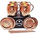 Produktbild Cooper Smith Moscow Mule Kupferbecher aus 100% Kupfer - Handgefertigtes 4er Set bestehend aus Kupferbecher, Kupfer Untersetzer und Kupfer Strohhalme