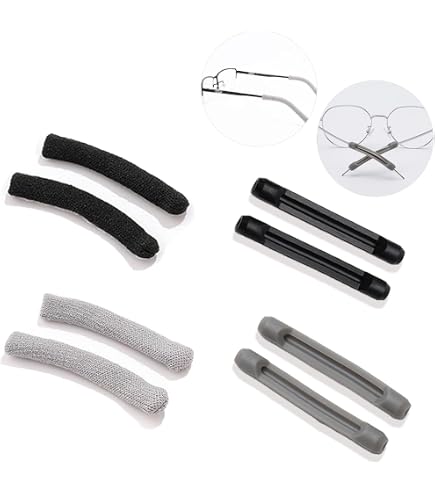 20 Paia Copertura Aste per Occhiali Antiscivolo Tappi per occhiali in silicone Silicone antiscivolo per occhiali da sole in metallo, riparazione universale delle aste degli occhiali(Nero, Marrone