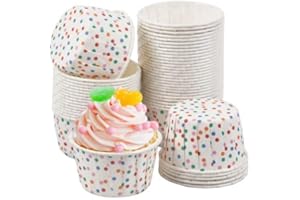 Cozlly Papel para Magdalenas, 50 Piezas Tazas para Magdalenas, Tamaño 4 x 5 x 7,2cm, para Cupcakes, Hornear, Pastelería, Tarta, Cumpleaños, Bodas, Fiesta (Puntos de Color)