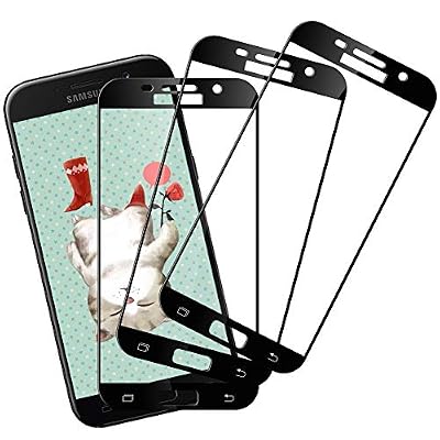 UPGOO [Lot de 3 Verre Trempé pour Samsung Galaxy A5 2017,Protection écran pour Samsung Galaxy A5 2017,Film Protection Samsung Galaxy A5 2017,Ultra Résistant Dureté 9H Anti Rayures sans Bulles (Noir)