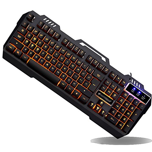 Preisvergleich Produktbild RCXOO Ergonomie-Design Verdrahtete Metallfarbe Hintergrundbeleuchtung Mechanische Gaming-Tastatur Wasserdichte USB-Tastatur Gelten Für Desktop-PC,Black1-480 * 220 * 45mm