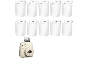 MEUKCEZ 10 rolek samoprzylepnego papieru termicznego, mini drukarki, naklejki 55 x 25 mm, białe etykiety samoprzylepne, papier termiczny do natychmiastowych aparatów fotograficznych, do naklejania notatek