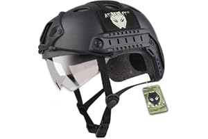 ATAIRSOFT Casque de combat de type SWAT de style militaire de l'armée avec lunettes de protection pour tir de combat rapproché, airsoft et paintball Noir