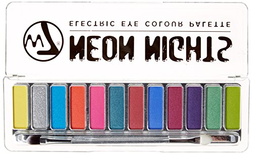 w7 Neon nights Electric eye shadow colour palette – Make up palette mit 12 pigmentierten leuchtenden lidschatten - 3
