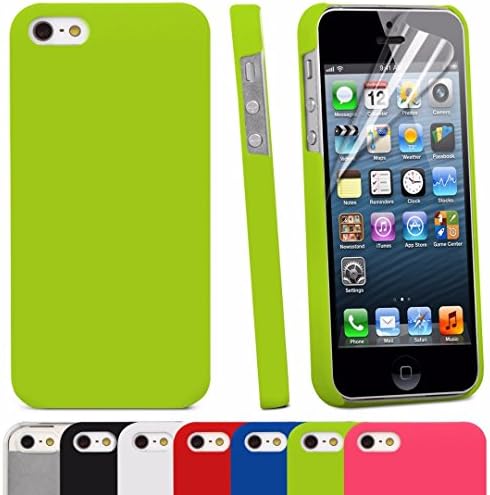 DeviceFun TM - Slim Fit Armour Snap On Hard Back Snap On Case Cover For Apple iPhone 5/5S/SE with FREE Screen Protector(Lime Green )