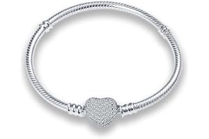 QIKAOLA Bransoletka łańcuszkowa ze srebra próby 925 z zapięciem na serce bransoletka z koralikami Pandora Bransoletki jubilerskie