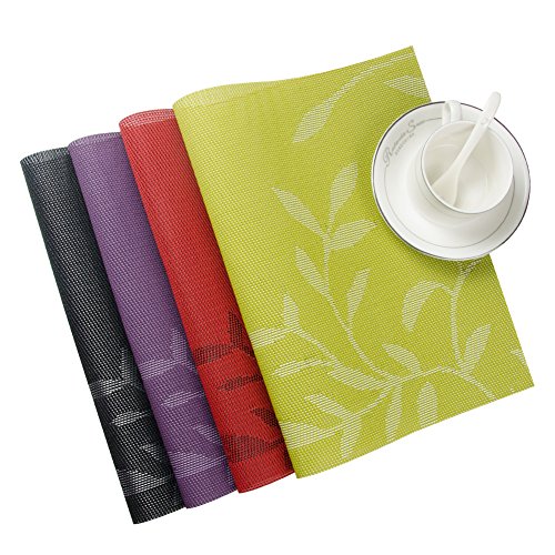 Top Finel umweltfreundlich Platzmatten-Set Tischsets Platzdeckchen Tischmatte dekorativ Unterlage 30 x 45 cm 4er Set Rot - 4