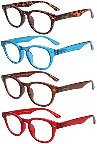 LianSan 4 Pack Oversized Round Womens Mens Reading Glasses Eye Strain L3712 4-pair (+2.50)