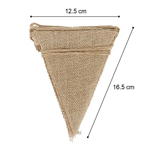 Faburo 13tlg Hochzeit Wimpelkette Vintage Jute Bunting Banner für Party Dekoration Dekoration (2.8m) - 2