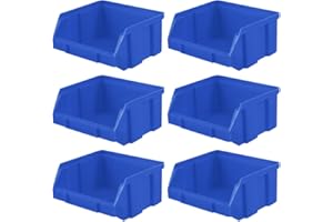 Alipis Plastic Storage Box with Compartments 6-Pack Nesting Small Parts Bins for Hardware Accessories Organization in Workshop Home Office