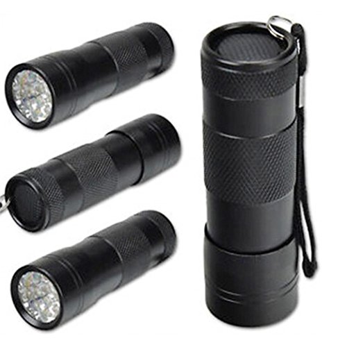 Xmansky 9ultra bright LEDs Mini Aluminium UV ULTRA VIOLETT 9 LED TASCHENLAMPE SCHWARZ LICHT Fackel Licht Lampe - 2