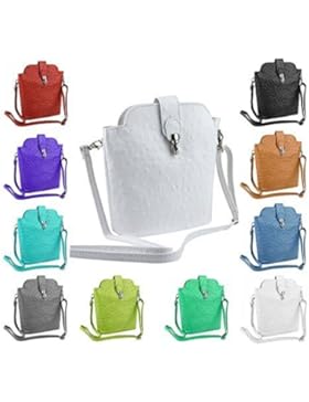 OBC Made in Italy echt Leder Borsetta Strauß-Prägung Vera Pelle Schmucktasche Umhängetasche Tasche City Bag Schultertasche...