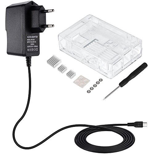 Zacro 3-EN-1 Kit - Kit para Raspberry Pi  caja  cargador y disipador de calor