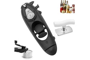 NIHESIM 2Pack 8in1 Can Opener Manual + Lid Openers for Arthritis Hands, Can Openers That Work, Tin Opener for Elderly Weak Hand, Smooth Edge Food-Safe Stainless Steel Openers Jar Opener Bottle Opener