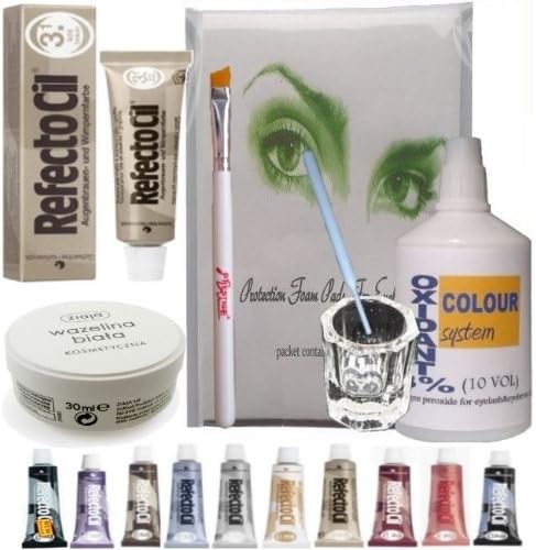 COMPLETE!! Eyelash Eyebrow Tint Dye Kit- REFECTOCIL Cream, oxidant, dish, etc. (No. 3.1 light brown)