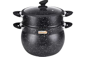GIGRAVE Klaus - Couscoussier / Cuit Vapeur 9 L Noir Pour Cuisiner Comme Sur De La Pierre 24 Cm De Diametre Tous Feux Dont Induction + Couvercle
