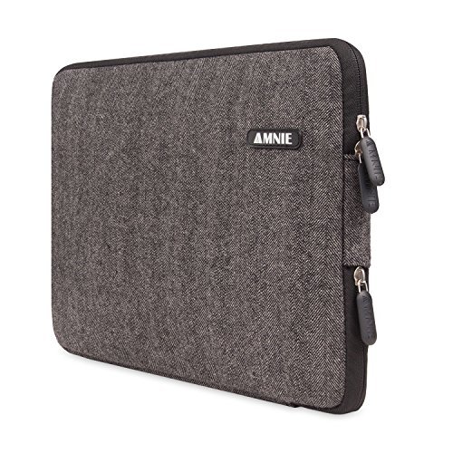 [Beste tragbare Laptop-Tasche aller Zeiten] AMNIE Herringbone Woollen wasserresistente 33-33,8 cm (13-13,3 Zoll) Laptop-Tasche / MacBook Tasche / Computer-Tasche / Netbook Tasche / Aktentasche / Ultrabook Tasche / Taschen-Abdeckung / Überzug, schwarz