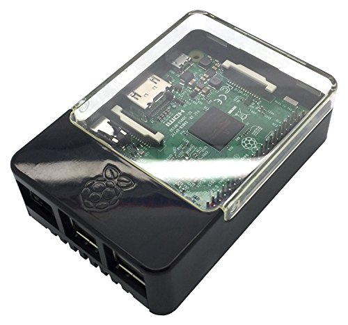 Raspberry Pi 3 Modell B – Full Starterkit – Bestehend aus: Raspberry Pi 3, Micro USB Netzteil 5V / 2,5A, HAT kompatibles Raspberry Pi Gehäuse schwarz/transparent, SanDisk 16GB Class 10 MicroSDHC Speicherkarte bespielt mit dem NOOBS Betriebssystem + Adapter, 2,0m HDMI Kabel und Kühlkörper-Set by avc-shop - 4