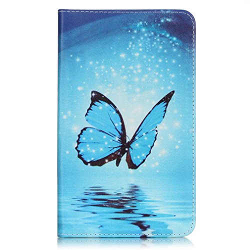 SZHTSWU Kunstleder Tasche für Samsung Galaxy Tab A 7.0 (2016) Tablette, Farbmalerei Serie PU Leder Tablette Tasche Hülle Schutzhülle Flip Wallet Case Ledertaschemit Kartenfächern und Ständerfunktion für Samsung Galaxy Tab A 7.0 SM-T280/SM-T285 Wi-Fi (2016) Tablet-PC (Mondlicht Schmetterling 10) - 2