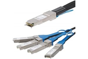 StarTech.com MSA Uncoded Compatible 1m 40G QSFP+ to 4x SFP+ Direct Attach Breakout Cable Twinax - 40GbE QSFP+ to 4x SFP+ Copper DAC 40 Gbps Low Power Passive Transceiver Module DAC (QSFP4SFPPC1M)