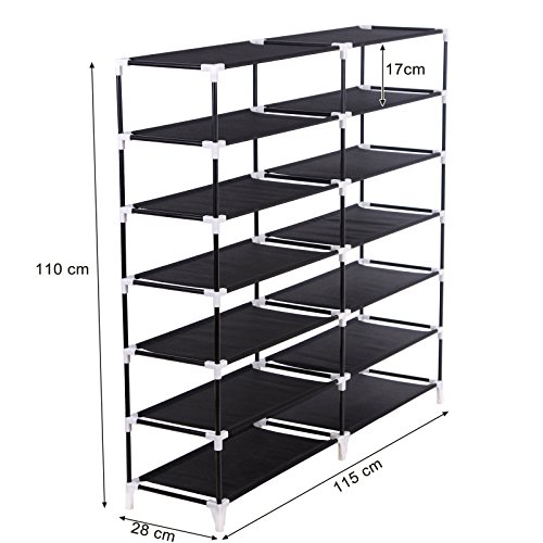 Songmics 7 Schicht staubdichtes Schuhablage Schuhregal Schuhschrank schwarz für ca. 36 paar Schuhe Schuhständer 115 x 110 x 28 cm RXJ12H - 3