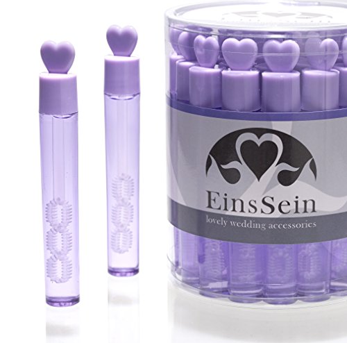 96er Set WEDDING BUBBLES Seifenblasen HOCHZEIT EinsSein® Lovegläschen flieder | Unverzichtbar für perfekte Hochzeitsfotos | Party Goldene Hochzeit Geburtstag Feier Kommunion Gastgeschenke Hochzeit