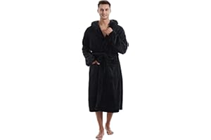 Yoimira Vestaglia Uomo Invernale Con Cappuccio,Vestaglia Pile Uomo Morbida e Calda,Accappatoio Uomo Invernale M,L,XL,XXL