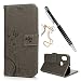 Produktbild ToneSun Hülle Case für Xiaomi Mi 8, Leder Filp Wallet Handyhülle Flipcase: Geprägter Schmetterling Multifunktionale Tasche Cover Brieftasche Schutzhülle in Grau + Stöpsel + Stylus