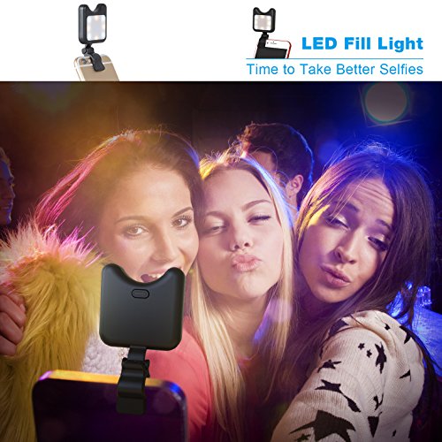 APEXEL Handy Selfie Light - mit 9 Beleuchtungsmodi - wiederaufladbar Ã¼ber USB - Light Kamera ZubehÃ¶r fÃ¼r Smartphone iPhone und iPad und die meisten mobilen GerÃ¤te-Schwarz