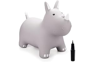 INPODAK Rhino Bouncy Toy for Children, Bouncy Toy from 1 2 3 4 5 6 Years, Toddler Bouncy Horse, Inflatable Bouncer with Hand Pump, Jumping Horse Bouncy Toy Gift for Children