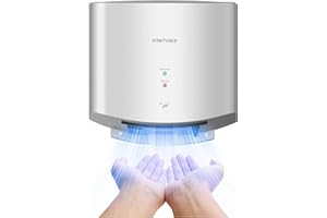 interhasa! Händetrockner automatischer Infrarotsensor handtrockner leise Gewerbe und Haushalt 1250W（Silber）