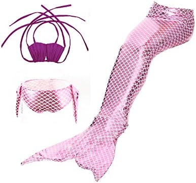 Yefree Girl Mermaid 3 Set Shining Fishtail Scales Cute Cartoon Swimsuit