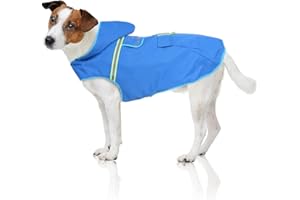 Bella & Balu Impermeabile Cane Piccola Taglia - Cappotto Cane Invernale con Cappuccio e Catarifrangenti - Poliestere Impermeabile Regolabile per Pioggia, Freddo, Neve - Mantellina Cani - Blu, XS