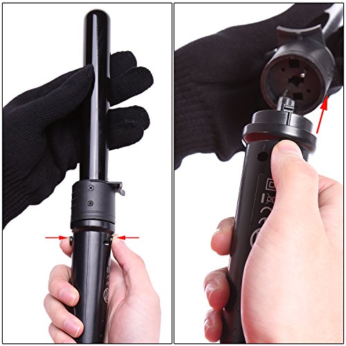 ACEVIVI 3-in-1 Lockenstab Curler mit Keramikbeschichtung Haarbürste 3 Aufsätzen (kegelförmiger Lockenstab, Glättungbürste Zylindrische Lockenwickler) Wiederaufladbar EU Stecker Schwarz, 9mm-25mm - 5