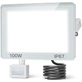 TASINUO Projecteur LED Extérieur 100W Avec Détecteur De Mouvement – 10000 LM – IP67 Étanche – 7000K Blanc Froid