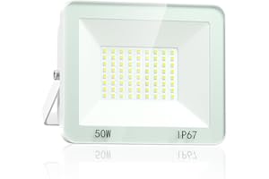 VRTOGTHE 50W Projecteur LED Extérieur, 72 Puces 5000LM Spot LED Extérieur, Blanc Froid 7000k IP67 Étanches Eclairage Exterieur pour Terrasse, Cour, Jardin, Garage Et Usine