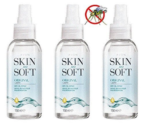 Avon Skin So Soft Original Dry Oil Body Spray with Jojoba and Citronellol 150 ml - Pack of 3