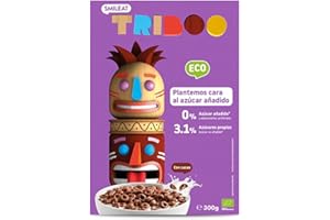 Smileat TRIBOO | Cereales Ecológicos e Integrales para Niños | Sabor a Cacao | Hechos con Ingredientes 100% Naturales | Sano y Saludable | Merienda Sana | 300g