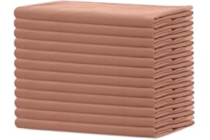 SWEETNEEDLE Sweet Needle - Paquete de 12 - Servilletas Extragrandes 100% Algodón 45 CM x 45 CM (18" x 18"), Melocotón - Tela Gruesa para Uso Diario con Esquinas Redondeadas