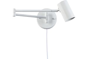 B·LED BARCELONA LED BARCELONA LED - Aplique de Pared con brazo articulado y enchufe Lisa- Lámpara de Lectura Blanca, casquillo E27 G45. Diseño Minimalista ideal para Cabecero, Estudio o Salón