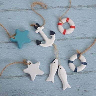 Wall Decor Wood Modern Wall Art Mini Sling Anchor Starfish Fish And Life Buoy